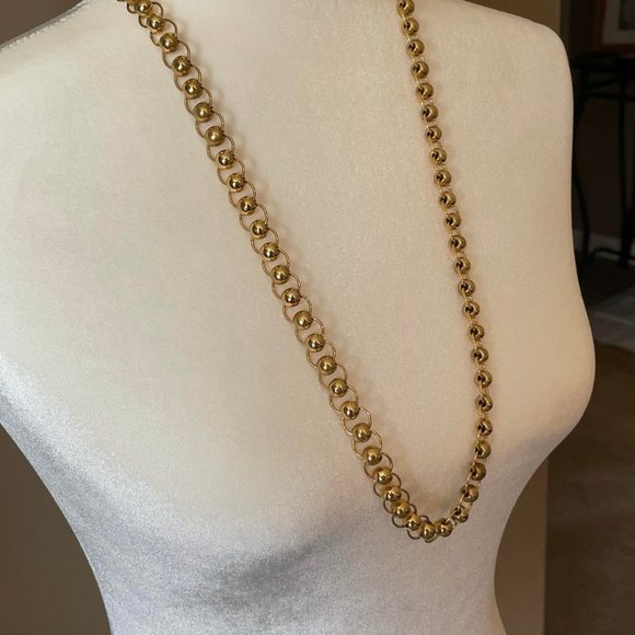 Vintage Trifari Gold-tone Ball and Link long Necklace - Picture 3 of 6
